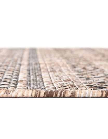 Unique Loom Outdoor Striped Collection Area Rug - Maia (10' Round, Natural/Black)