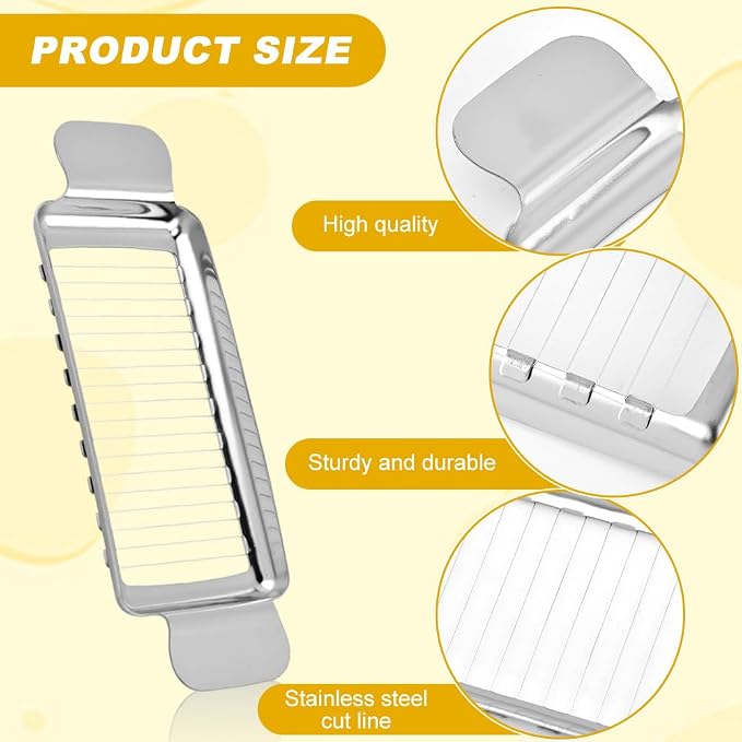 Butter Slicer Cutter, Multipurpose Butter Cheese Slicer, Stainless Steel Wire Cutter for Block Cheese, Butter, Eggs & Soft Fruits