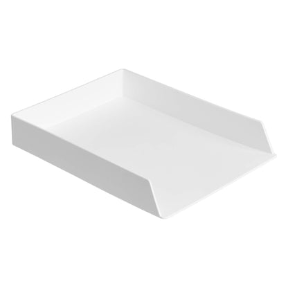 Amazon Basics Rectangular Plastic Desk Organizer Bundle, 3 Pieces Letter Tray/Accessory Tray, White