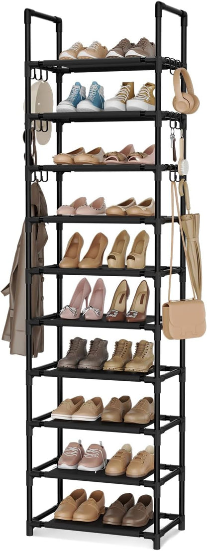 VTRIN 10 Tiers Tall Shoe Rack Holds 20-25 Pairs of Shoes Sturdy Vertical Shoe