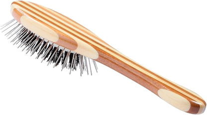 Bass Brushes | The Hybrid Groomer | Shine & Condition Pet Brush | Patented & Award Winning Pet Brush | Natural Bristle + Alloy Pin | Pure Bamboo Handle | Small Oval | Striped Finish | Model A13-SB
