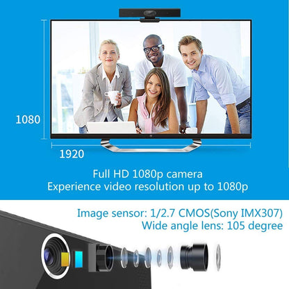 JACKLY Conference Room Camera with Microphone and Speaker, Wide Angle USB Video Conference Camera for Mac, PC, Laptop, Desktop (Black with Inverted Phase)