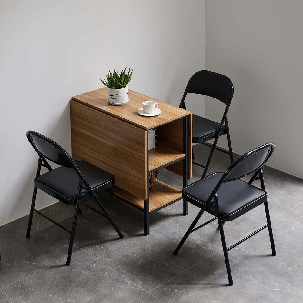 Karl home 4 Pack Black Folding Chairs with Padded Seats for Outdoor & Indoor, Portable Stackable Commercial Seat with Steel Frame for Events Office Wedding Party, 330lbs Capacity