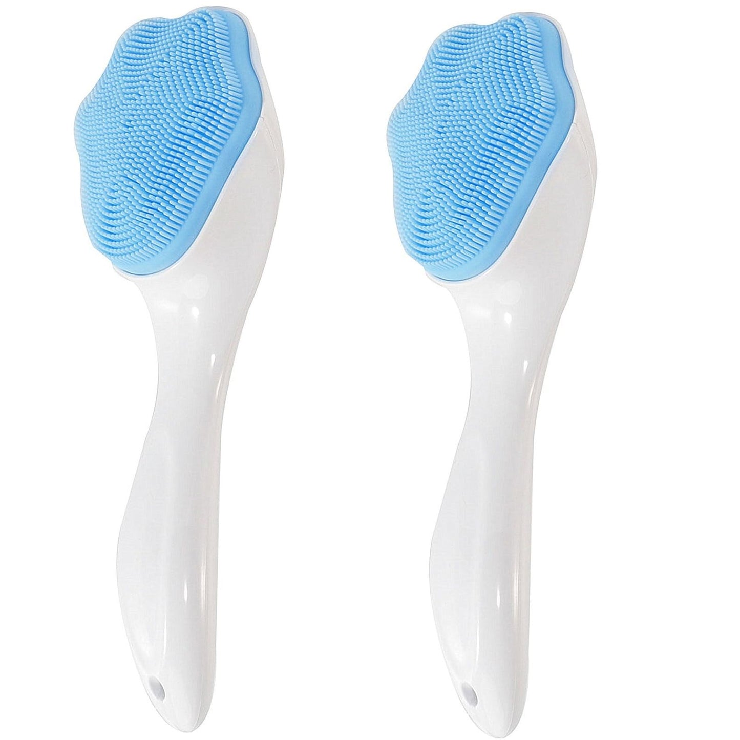 2 Pack Silicone Face Scrubber Exfoliating Brush, Manual Handheld Facial Cleansing Brush Blackhead Scrubber, Soft Bristles Waterproof for Face Skincare (Round-Pink)