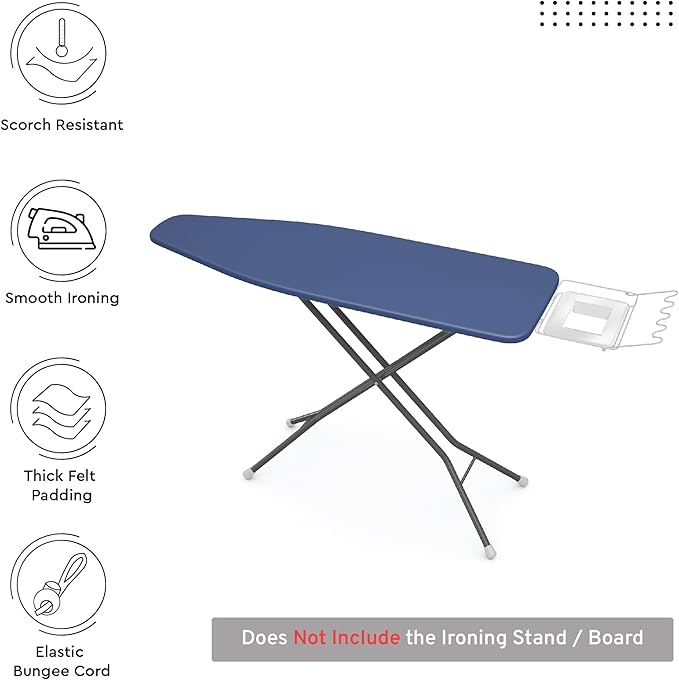 Encasa XO Ironing Board Cover and Pad 42"x14" - 4mm Felt Medium Iron Board