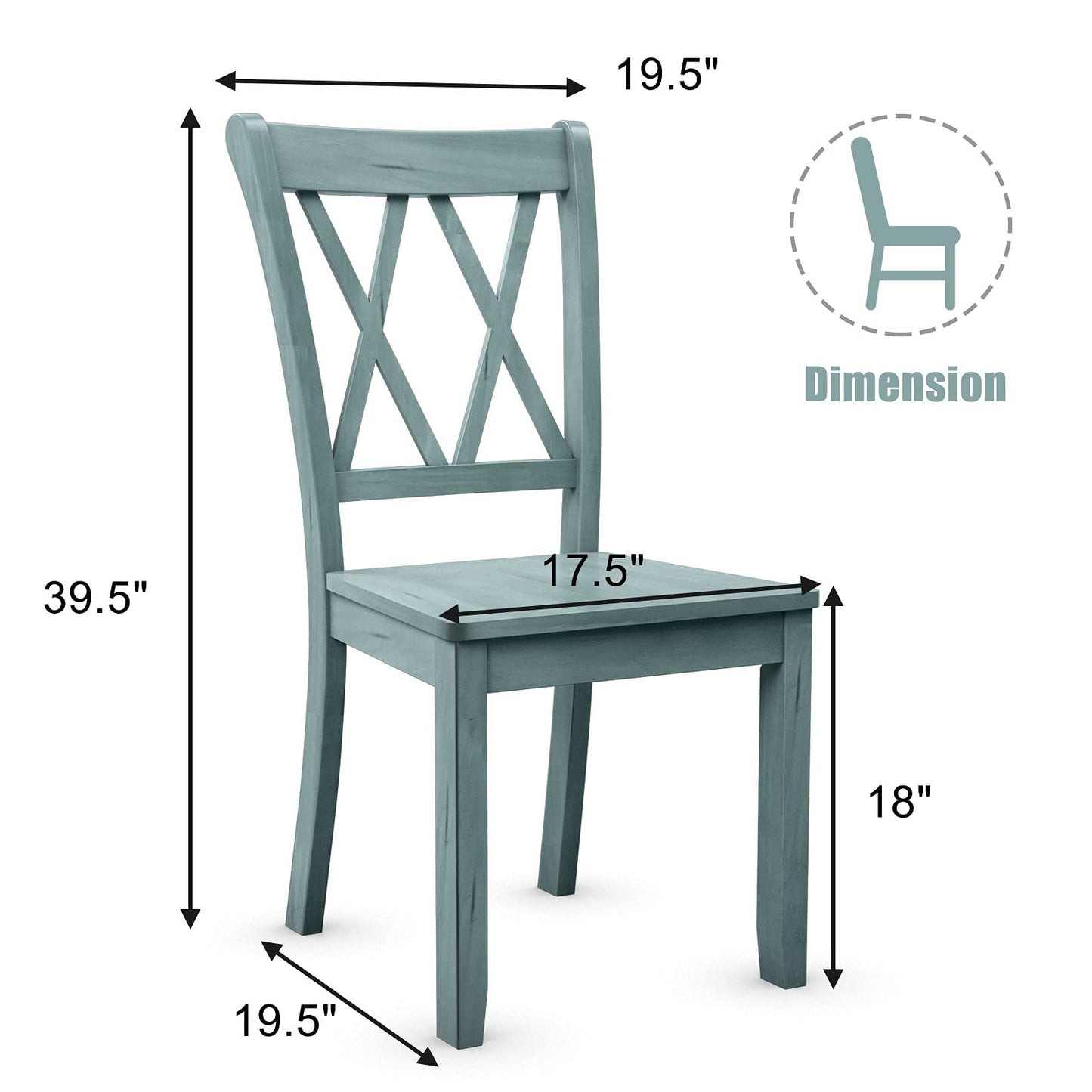 Giantex Set of 2 Dining Chairs, Rubber Wood Dining Room Chair, Farmhouse Dining Side Chairs, Max Load 400 Lbs, Wooden Kitchen Chairs for Home Kitchen, Dining Room