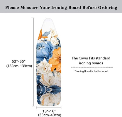 Floral Print Ironing Board Cover and Pad 15x54 Inch Standard Ironing Board Cover