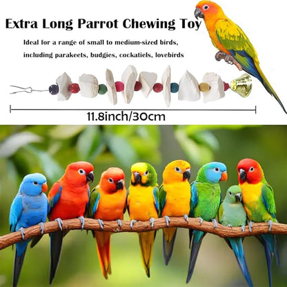 2 Pack Bird Toys with Cuttlebone,Chewing Bird Toy for Parakeet, Bird Beak Grinding Stone,Natural Birds Calcium,Cage Accessories for Parakeets,Cockatiels, Lovebirds, Small to Medium Birds