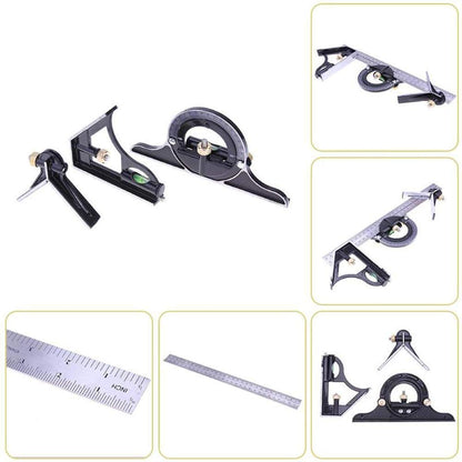 Stainless steel t square ruler Adjustable sliding combination Square Square Ruler & Protractor Level Measure Measuring Set 4-Piece 12" 4R Combination Square