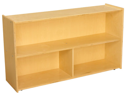 Childcraft ABC Furnishings 2-Shelf 3-Compartment Storage Unit for Classrooms and Homes, Wooden Bookshelf and Organizer, 48 x 13 x 27-3/8 Inches