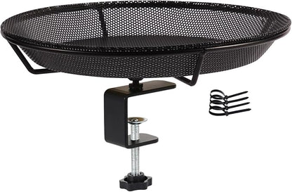 HRAYLTOP Deck Mounted Bird Feeder Bowl with 1.8 inch Thick Iron Clamp - Detachable Outdoor Decor for Garden Backyard Patio and Deck - Perfect for Attracting Birds