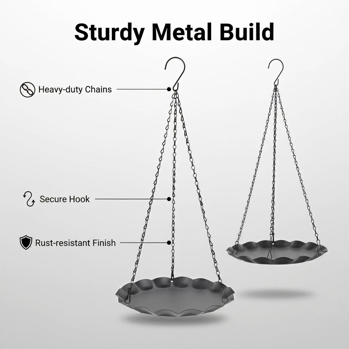 ZYUXUAN Hanging Planter for Indoor Outdoor, Plant Hanger, Plant Holder, Plant Pot Shelf Basket for Window Wall Ceiling Garden with Chains and Hooks, 2Pcs, Wavy Round
