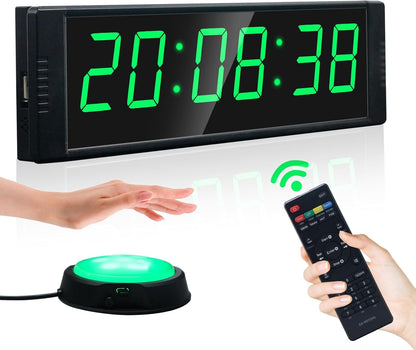 YZ Gym Clock for Home Gym with Start/Stop Button, Interval Timer for Workout, Stopwatch/Countdown Timer with Remote, 12/24H Digital Wall Clock, Portable Home Gym Accessories