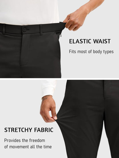 Comdecevis Golf Pants Men Slim Fit Mens Pants Casual 32 Inseam Stretch Quick Dry Wrinkle Free Lightweight Business Men's Fashion Slacks, Black, 34x32