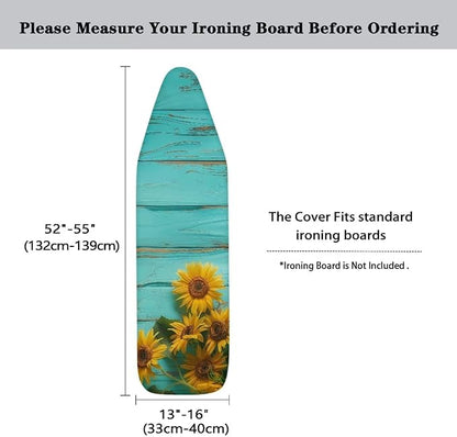 Wooden Sunflower Ironing Board Cover and Pad, Resist Scorching and Staining
