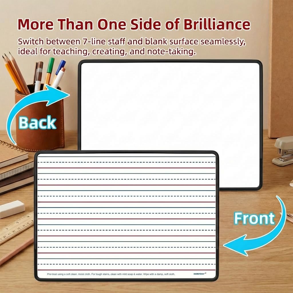 Magnetic Dry Erase Boards 6 Pack for Classroom, Double Sided Small Whiteboard Lap Boards 9x12, Lined & Blank Magnetic White Boards for Kids, Students & Homeschool