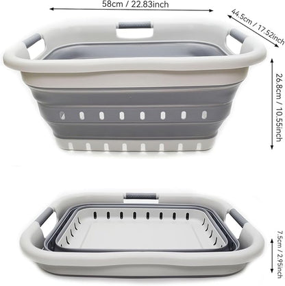 SAMMART 41L Collapsible 3 Handled Plastic Laundry Basket