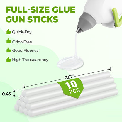WORKPRO Hot Glue Gun Full Size - 60/100W Dual Temp Glue Gun and Sticks Set with 10 PCS Glue Sticks (7/16") - 90S Fast Preheating Hot Glue Gun Kit for Construction, Crafting, DIY and Repairs - White