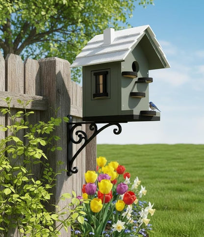 CEDAR ALPHA Large Bird Houses for Outside Clearance Wooden Bird House Kit - Bluebird House for Outside - Build it Yourself Birdhouse Kits for Adults to Build - Pole Mountable - Easy Open for Cleaning