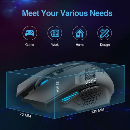TECKNET Wireless Mouse-USB Ergonomic Optical Cordless Mouse with 8 Buttons,24-Month Battery Life,High-Precision 5 Adjustable DPI for PC/Mac/Laptop