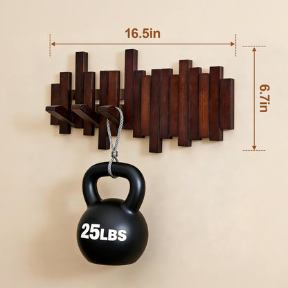 Coat Rack Wall Mount, Coat Hooks Wall Mount, Wall Mounted Coat Rack, Heavy Duty Wall Coat Rack with 6 Hooks, Acacia Wood Piano Coat Rack for Hanging Coats, Keys, Hats, Bags
