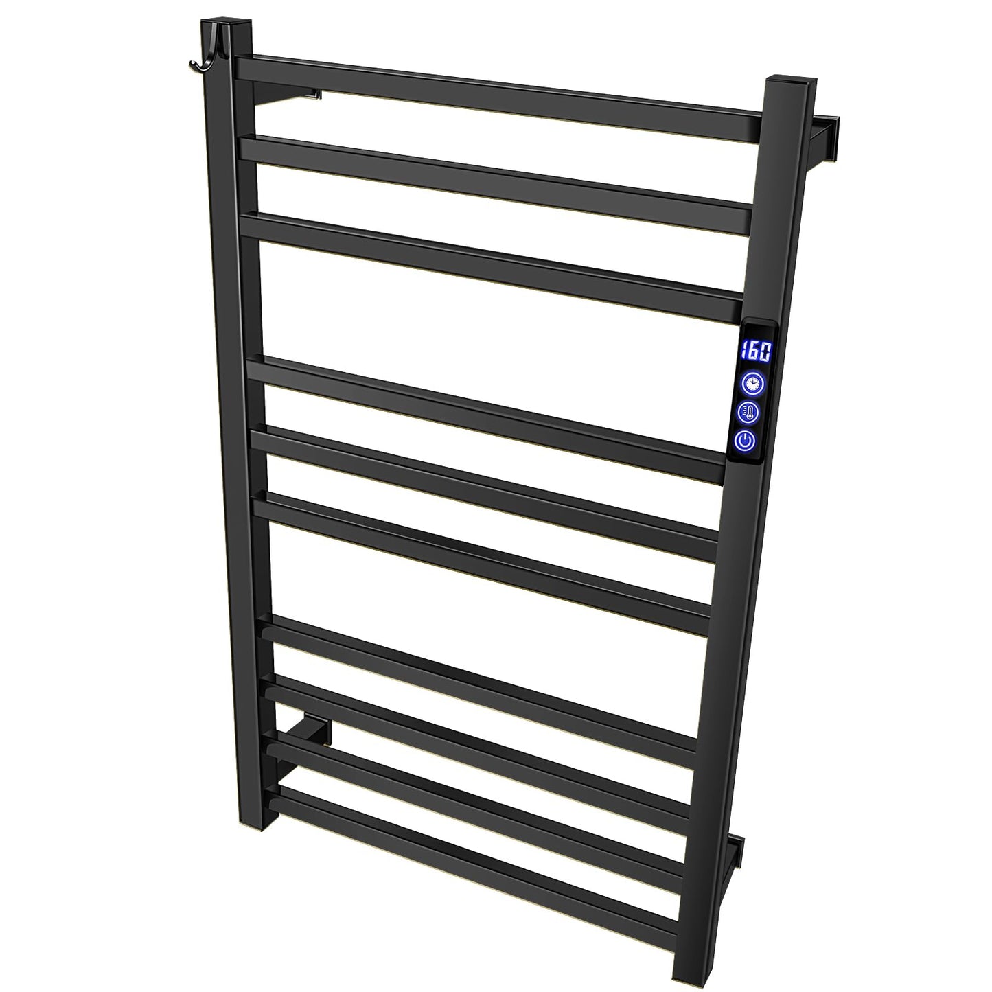 Towel Warmer Rack for Bathroom with Timer/Fahrenheit Temperature Control Wall Mounted Electric Heated 10 Bar Rail Plug-in or Hardwired Keep Bath Shower Towel Warming (Brushed Gold)