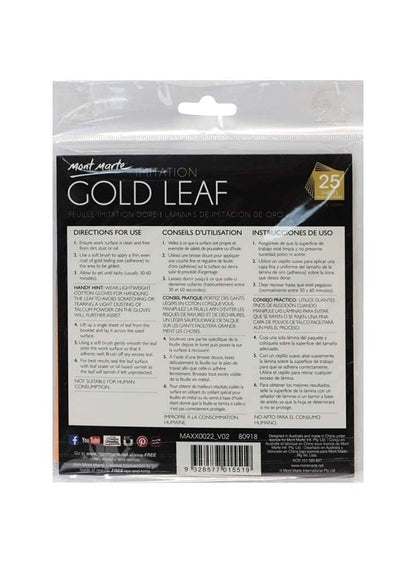 25 Sheets of 14cm x 14cm Imitation Gold Leaf by Mont Marte