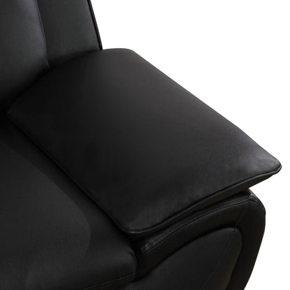 UOCFYK Lounge Comfy Faux Leather Sectional Sofa Modern Couch for Small Living Room/Dorm/Bedroom/Office/Apartment for Small Spaces, (Black-2, Three-Piece)