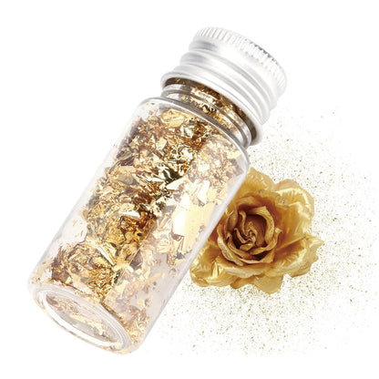 Lwuey Decorating Flakes, Gold Leaf Cake Decoration Flake Goldlen Toppers Gilding Foil Decor Imitation Metallic Decorative Drink Cooking Chocolates Cakes Drinks Dessert Cupcake Makeup 4PCS