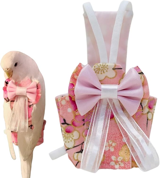 Bird Diaper Cockatiel Clothes Flight Suite, Reusable Parrot Nappy with Waterproof Inner Layer, Cute Pigeon Pants Urine Wet Suit Costume for Conure Macaw (Pink,XS)