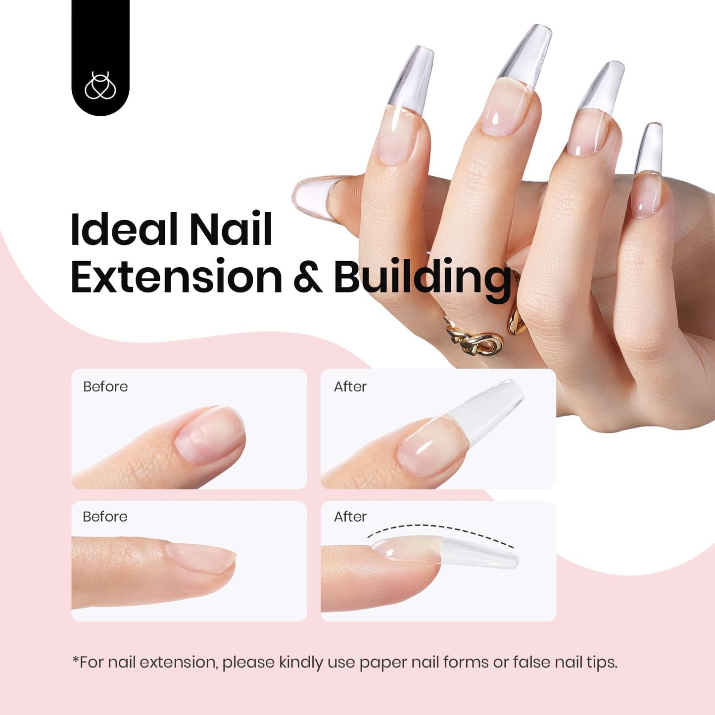 Beetles Builder Gel for Nails-3 Colors 9 in 1 Nail Extension Sculpting Building Clear Nude Pink Hard Gel Kit with Base Top Coat for Pros Women,UV & LED Lamp Cured Needed