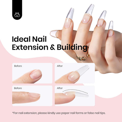 Beetles Builder Gel for Nails-3 Colors 9 in 1 Nail Extension Sculpting Building Clear Nude Pink Hard Gel Kit with Base Top Coat for Pros Women,UV & LED Lamp Cured Needed