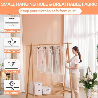 Clear Garment Bags for Hanging Clothes Travel Suit Bags for Closet Storage
