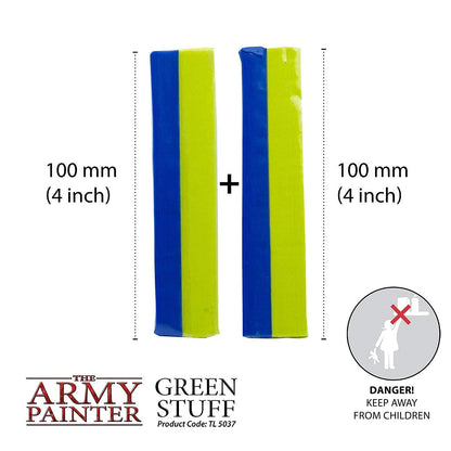 The Army Painter Green Stuff, 2 Part Modelling Clay, 20cm, Mouldable Model Putty Modelling Compound for Miniatures, Easy-to-Knead Green Putty Epoxy Clay for Sculpting