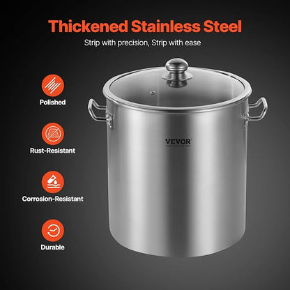 VEVOR Stainless Steel Stockpot, 24 Quart Cooking Pots, Cookware Sauce Pot with Lid, and Handle, Heavy Duty Commercial Grade Stock Pot, Sanding Treatment, for Steaming Boiling or Frying Silver
