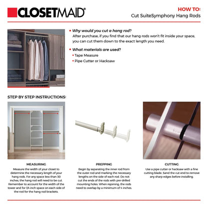 ClosetMaid SuiteSymphony Wood Closet Organizer Kit with Tower, 3 Hang Rods, Top Shelves, 3 Drawers, Modern, Fits Spaces 7 - 10 ft. Wide, Graphite Grey