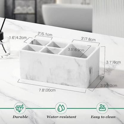 Luxspire Resin Toothbrush Holder, 5 Slots Hygienic Handmade Toothbrush Storage