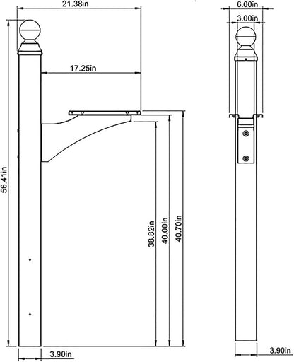 Architectural Mailboxes Landover Aluminum Mailbox Post, Compatibility Code A, B, C, LP000BZAM, Venetian Bronze