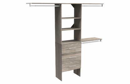 ClosetMaid SuiteSymphony Wood Closet Organizer Kit with Tower, 3 Hang Rods, Top Shelves, 3 Drawers, Modern, Fits Spaces 7 - 10 ft. Wide, Graphite Grey