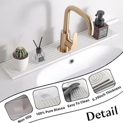 Quick Drying Stone Faucet Mat for Kitchen Sink, 18.1'' Long Diatomite Sink Tray