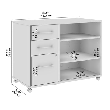 Bush Business Furniture Hustle Office Storage Cabinet with Wheels in Natural Elm, Mobile Organization Unit for Home and Professional Workspace