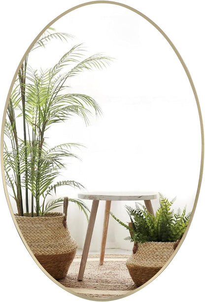 JENBELY Oval Wall Mirror, 22"x30" Gold Oval Vanity Mirror, Bathroom Mirror of Metal Frame, Home Decorative Wall Mounted Mirror for Bathroom, Living Room, Entryway, Vanity