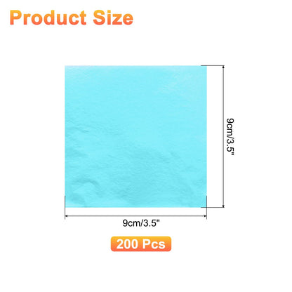 uxcell 200pcs Leaf Sheets, 3.5" x 3.5" Foil Sheets Paper Sheets for DIY Crafts Painting Nails Resin Furniture Decoration(Light Blue)