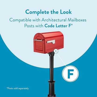 Architectural Mailboxes 7900-7R-SR Boulder Mailbox, Red | Galvanized steel build for outside with rust-resistant powder-coat finish and a magnetic door closure. USPS approved.