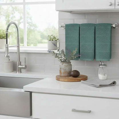 Serafina Home Dark Emerald Green Kitchen Hand Dish Towels: Oversized 28" x 18"