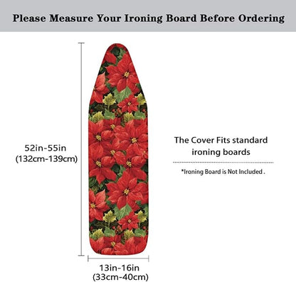 Poinsettia Print Iron Cover for Ironing Board Scorch Resistant Dirt-Proof