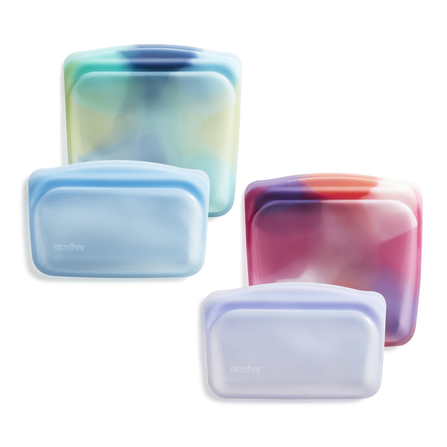 Stasher Premium Silicone Reusable Food Storage Bags, 2-Pack, Clear, Multi-Use Food Storage Bags, Lunch Bag, Travel Containers, BPA Free, Leak-free, Dishwasher-Safe, Eco-friendly