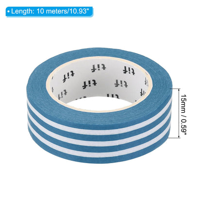 PATIKIL Washi Tape 0.59 Inch x 10.93 Yards, 4 Roll Self Adhesive Horizontal Stripes Pattern Masking Sticker for DIY Art Craft Wrapping Decoration, Light Blue