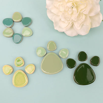 Yatinkim 500g Ceramic Mosaic Tiles Irregular Broken Porcelain Pieces DIY Decoration Green Pebble Oval Crafts Art Projects Glazed Supplies Plates Pool Flowerpots Stone Material
