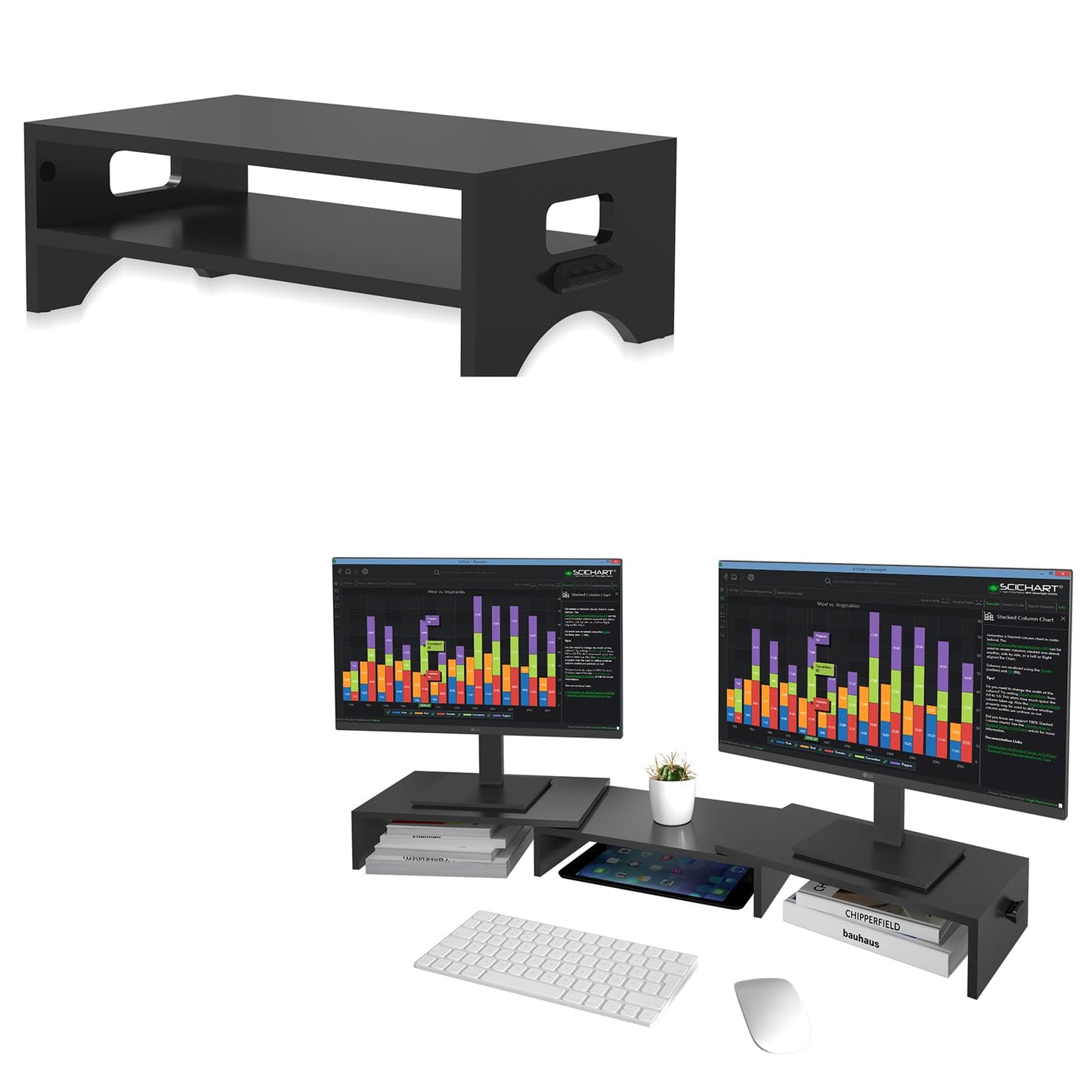 Pholiten Monitor Stand Riser Dual Monitor Stand Riser for 2 Monitors